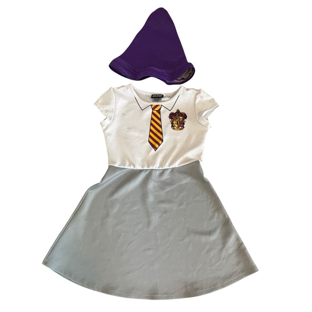 Harry Potter Hermione Gryffindor Dress WizardHat Costume Halloween Sz 10/12 READ